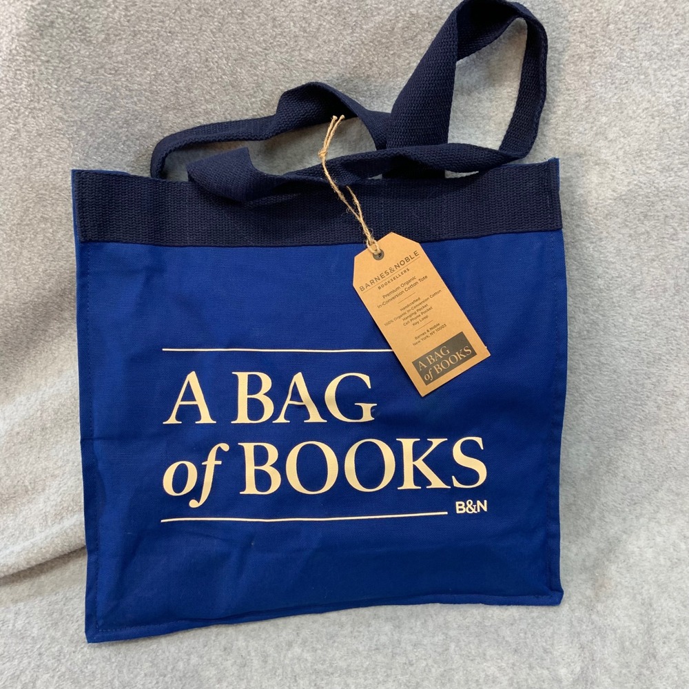Barnes & Noble A Bag of Books Unisex Blue Tote Bag Organic Cotton Canvas